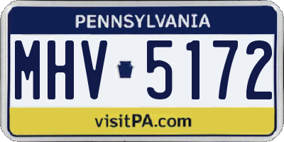 PA license plate MHV5172