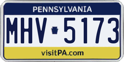 PA license plate MHV5173