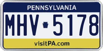 PA license plate MHV5178