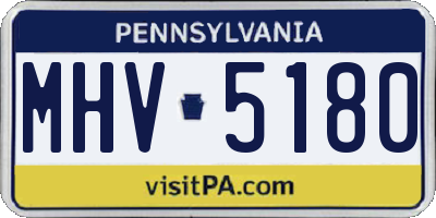 PA license plate MHV5180