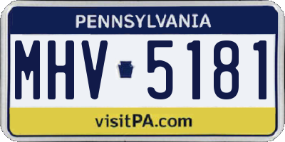 PA license plate MHV5181