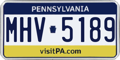 PA license plate MHV5189