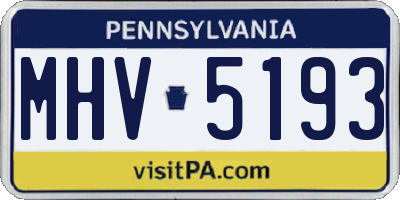 PA license plate MHV5193