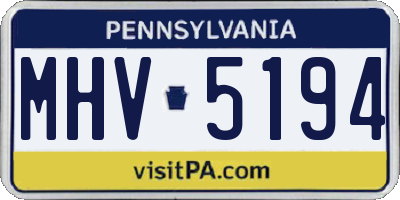 PA license plate MHV5194