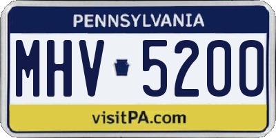 PA license plate MHV5200