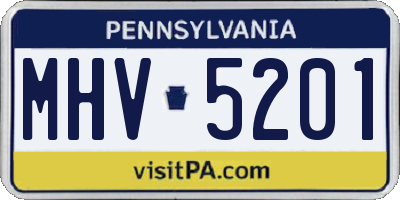 PA license plate MHV5201