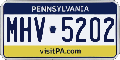 PA license plate MHV5202