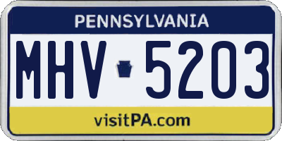 PA license plate MHV5203
