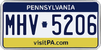 PA license plate MHV5206