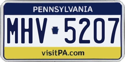 PA license plate MHV5207