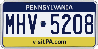 PA license plate MHV5208