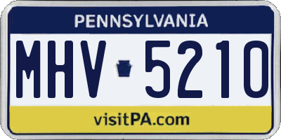 PA license plate MHV5210