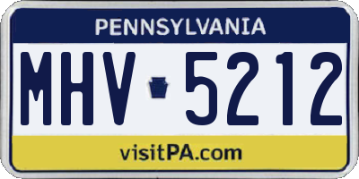 PA license plate MHV5212