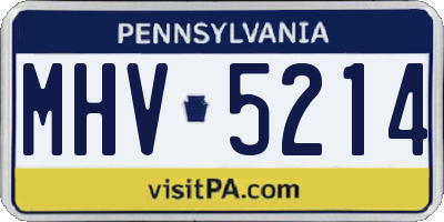PA license plate MHV5214