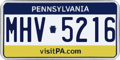 PA license plate MHV5216