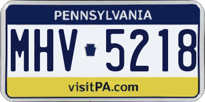 PA license plate MHV5218