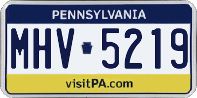 PA license plate MHV5219