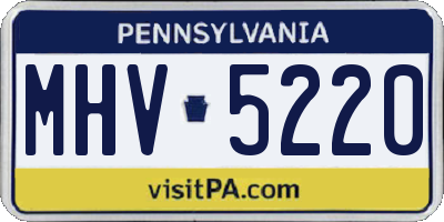 PA license plate MHV5220