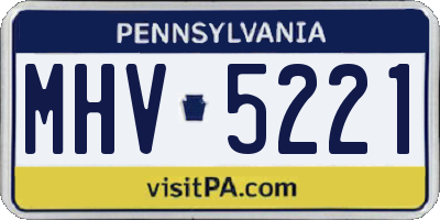 PA license plate MHV5221
