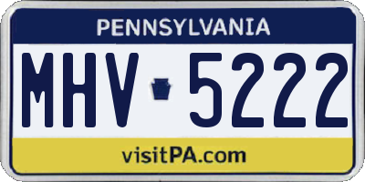 PA license plate MHV5222