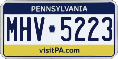 PA license plate MHV5223