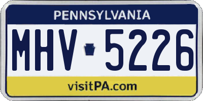 PA license plate MHV5226