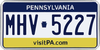 PA license plate MHV5227