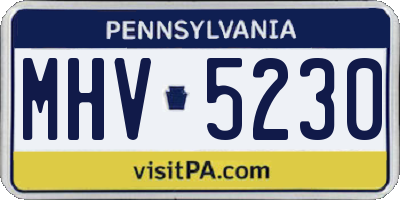 PA license plate MHV5230