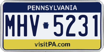 PA license plate MHV5231