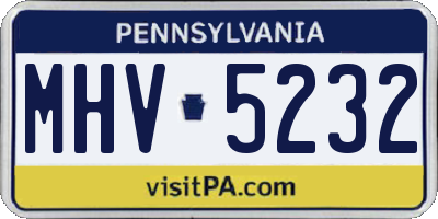 PA license plate MHV5232