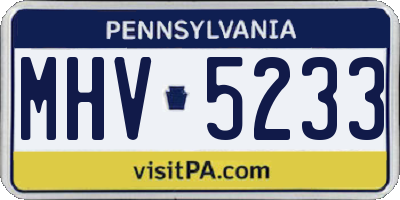 PA license plate MHV5233