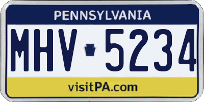 PA license plate MHV5234