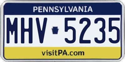 PA license plate MHV5235