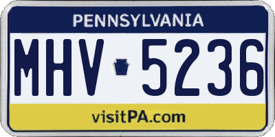 PA license plate MHV5236