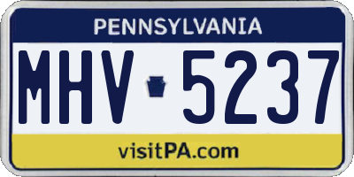 PA license plate MHV5237