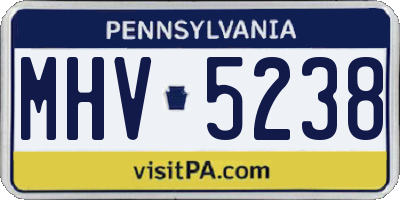 PA license plate MHV5238