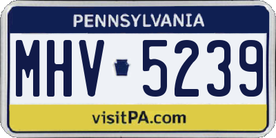 PA license plate MHV5239