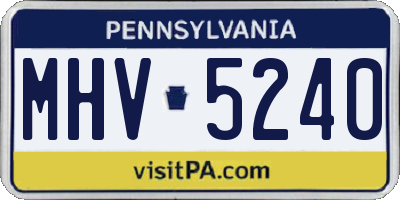 PA license plate MHV5240