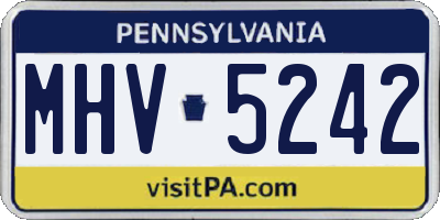 PA license plate MHV5242