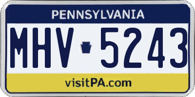 PA license plate MHV5243