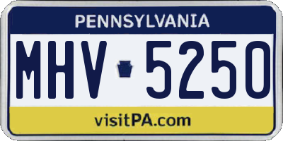 PA license plate MHV5250