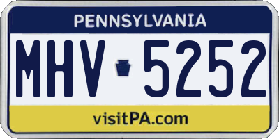 PA license plate MHV5252