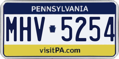 PA license plate MHV5254
