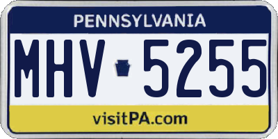 PA license plate MHV5255