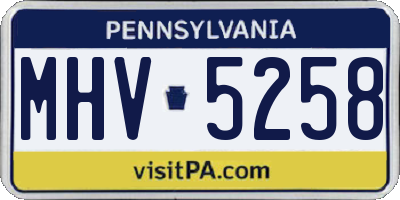 PA license plate MHV5258