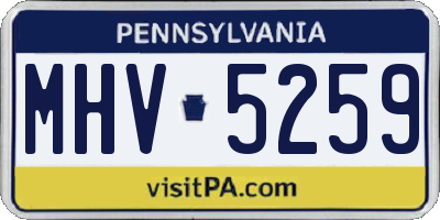 PA license plate MHV5259