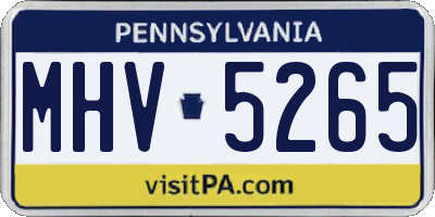 PA license plate MHV5265