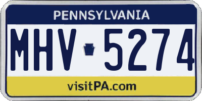PA license plate MHV5274