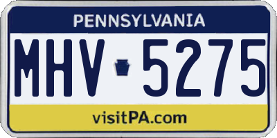 PA license plate MHV5275