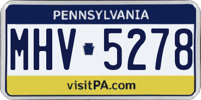 PA license plate MHV5278